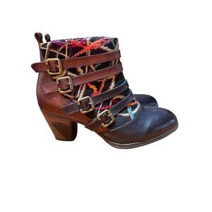 Spring Step L'Artiste Women's Redding Boot SZ 38/8 Block Heel Brown/ Tan NWOB
